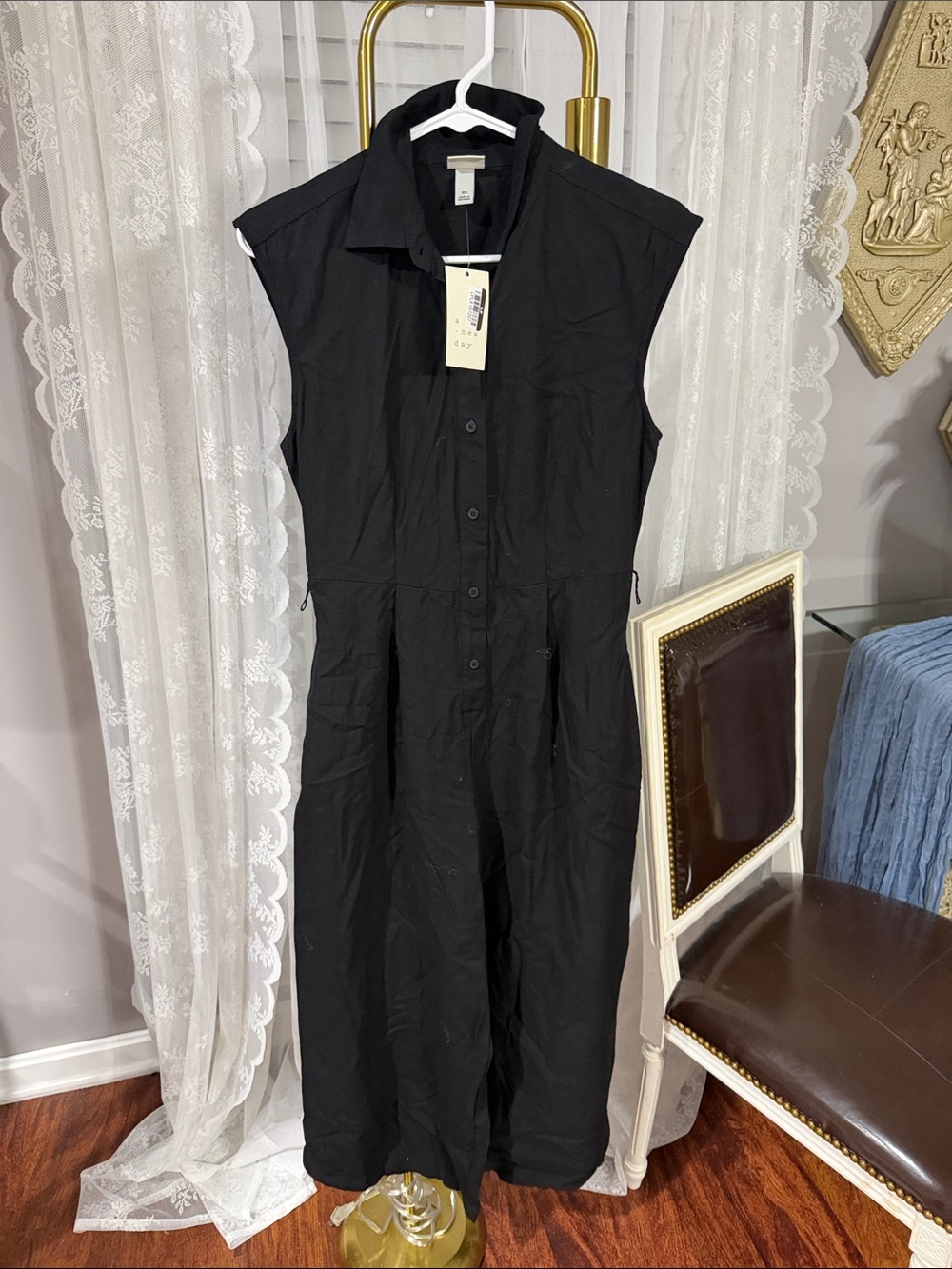 a new day Black Sleeveless Button-Front Jumpsuit